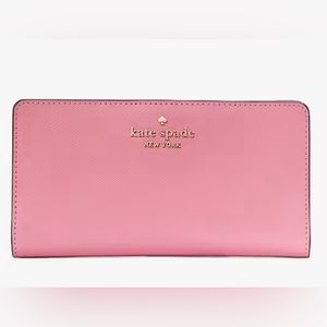 NEW 🦋 KATE SPADE Madison Large Slim Bifold Snap Card Coin Wallet Blossom Pink